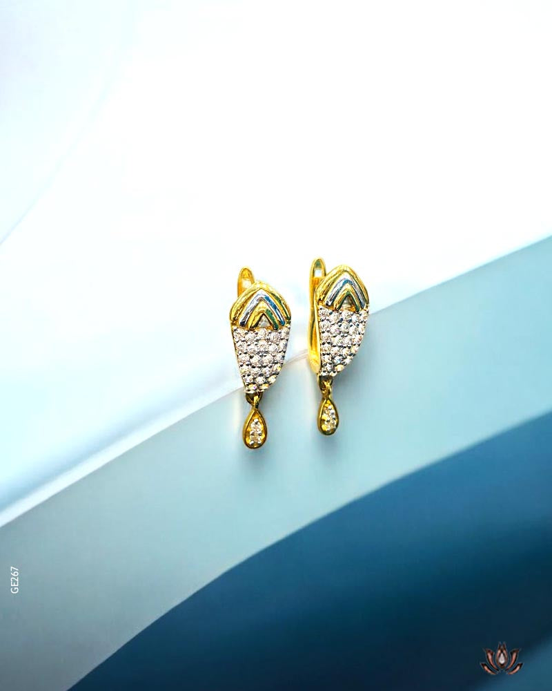 18K Real Yellow Gold Swarovski Delicate Drop Bali