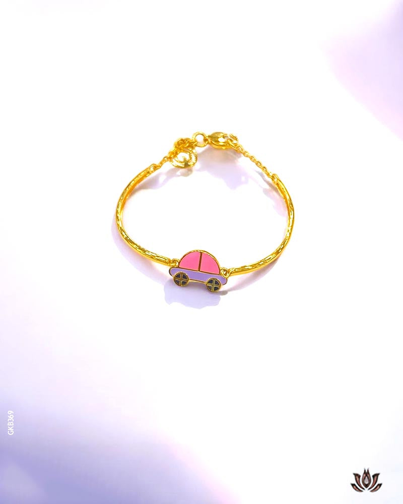 22K Real Yellow Gold Kids Car Bracelet
