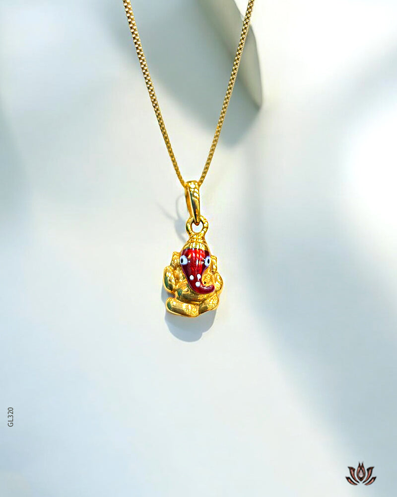 22K Real Gold Enamel Ganesha Locket