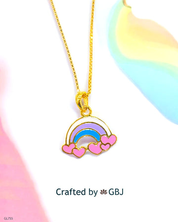 22K Real Yellow Gold Rainbow Locket