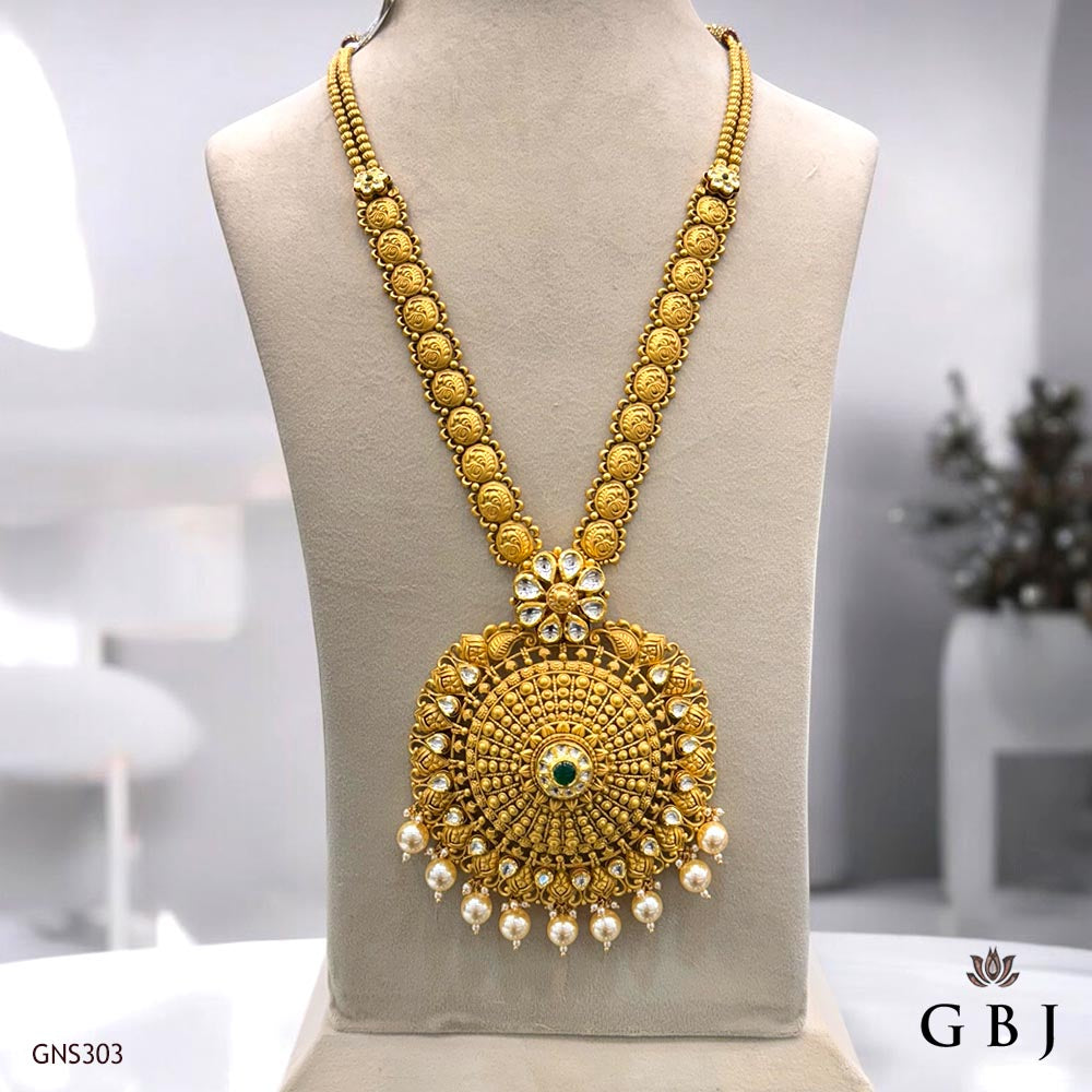 22K Real Antique Gold Rani Har Necklace