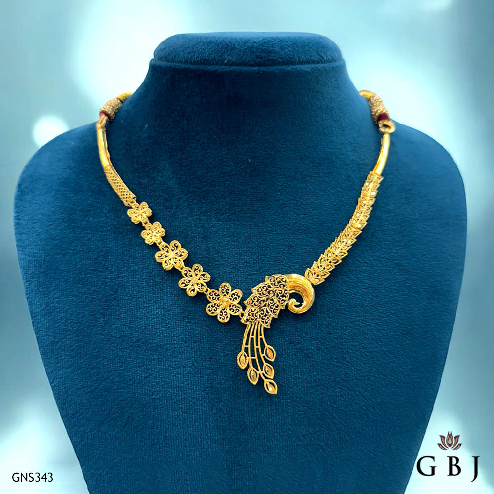 22K Real Gold Peacock Necklace Set