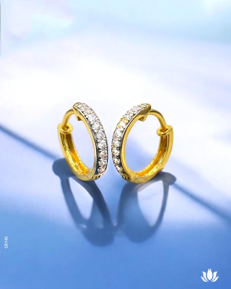 22K Real Yellow Gold Swarovski Simple Bali