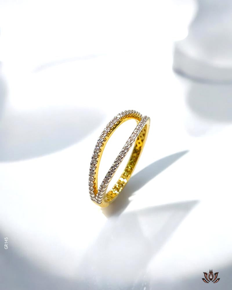 18K Real Yellow Gold Twin Ring