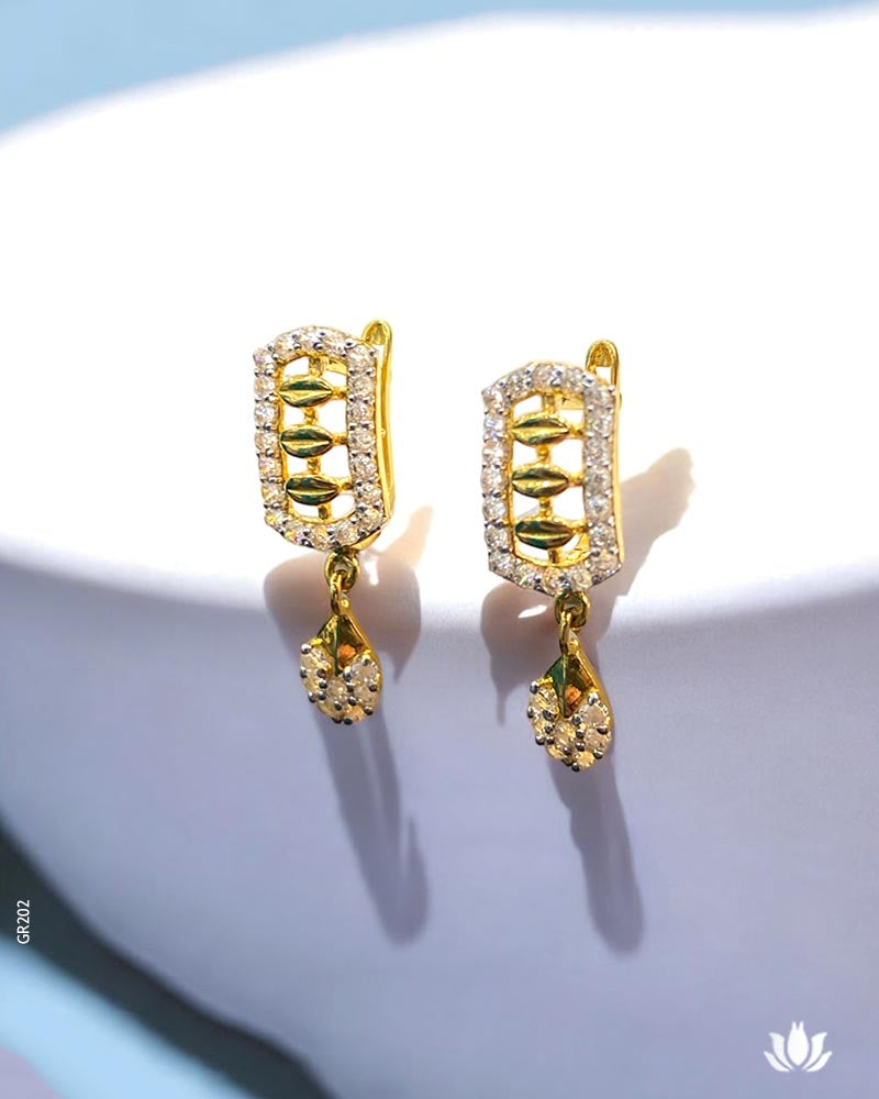 18K Real Yellow Gold Swarovski Classic Drop Bali