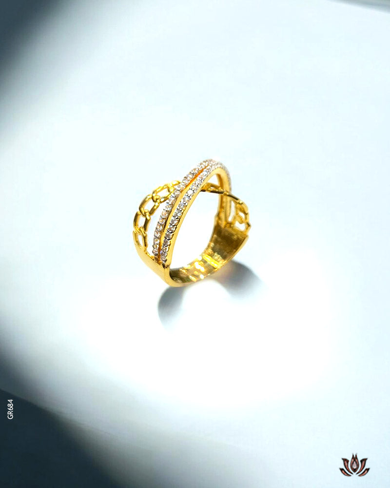 18K Real Yellow Gold Statement Swarovski Ring