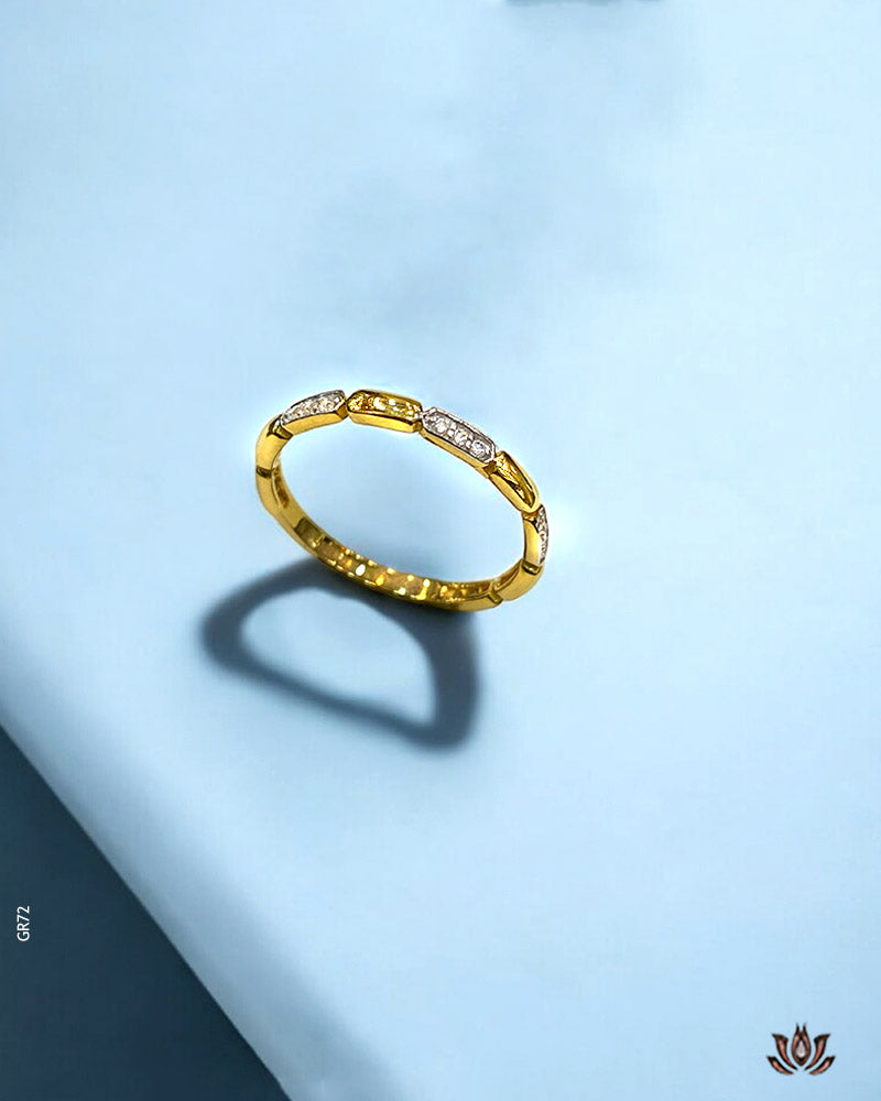 18K Real Yellow Gold Slender Swarovski Ring
